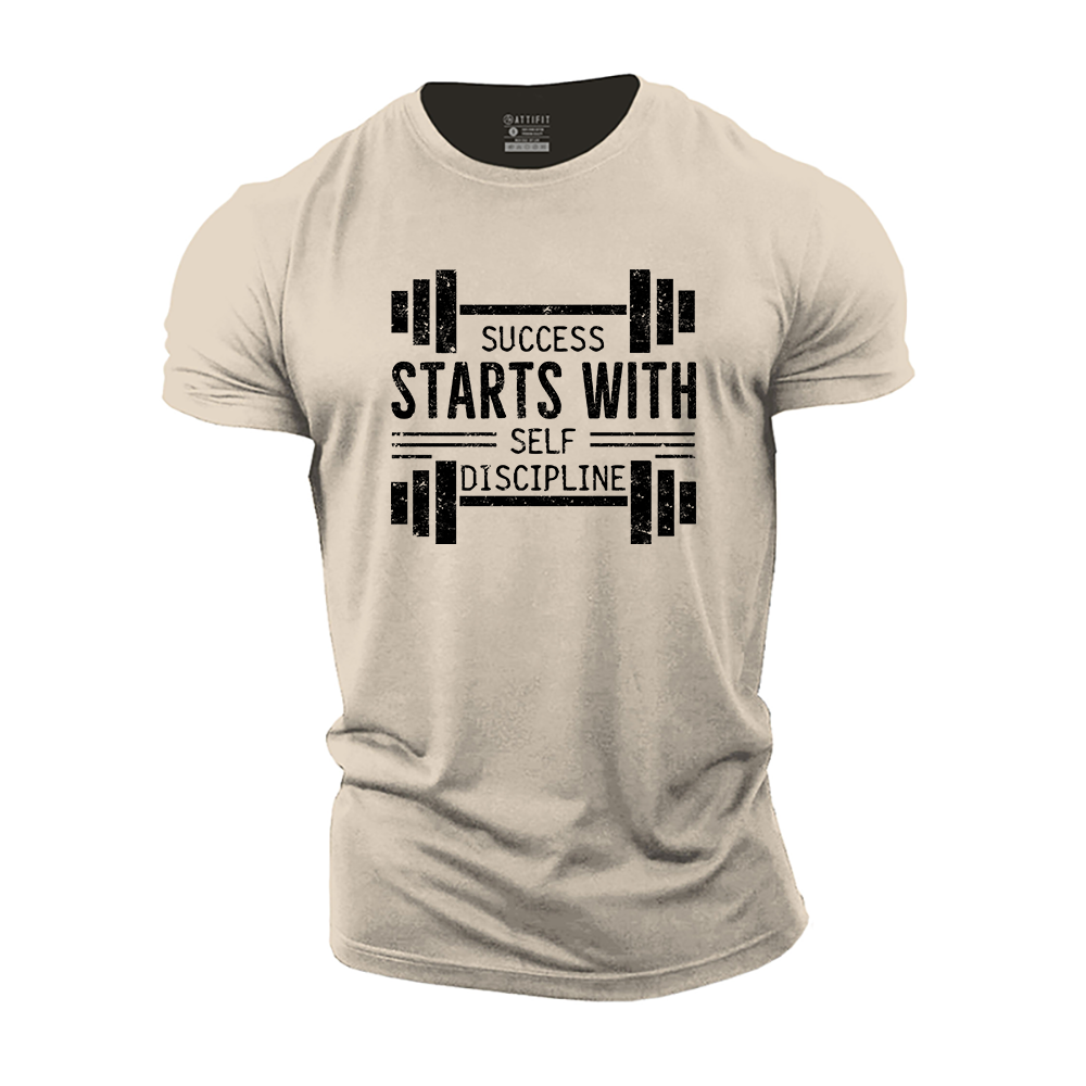 Success Starts with Self-Discipline Cotton T-Shirt