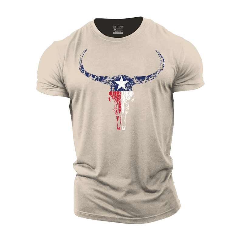 Texas Longhorn Skull Cotton T-Shirt