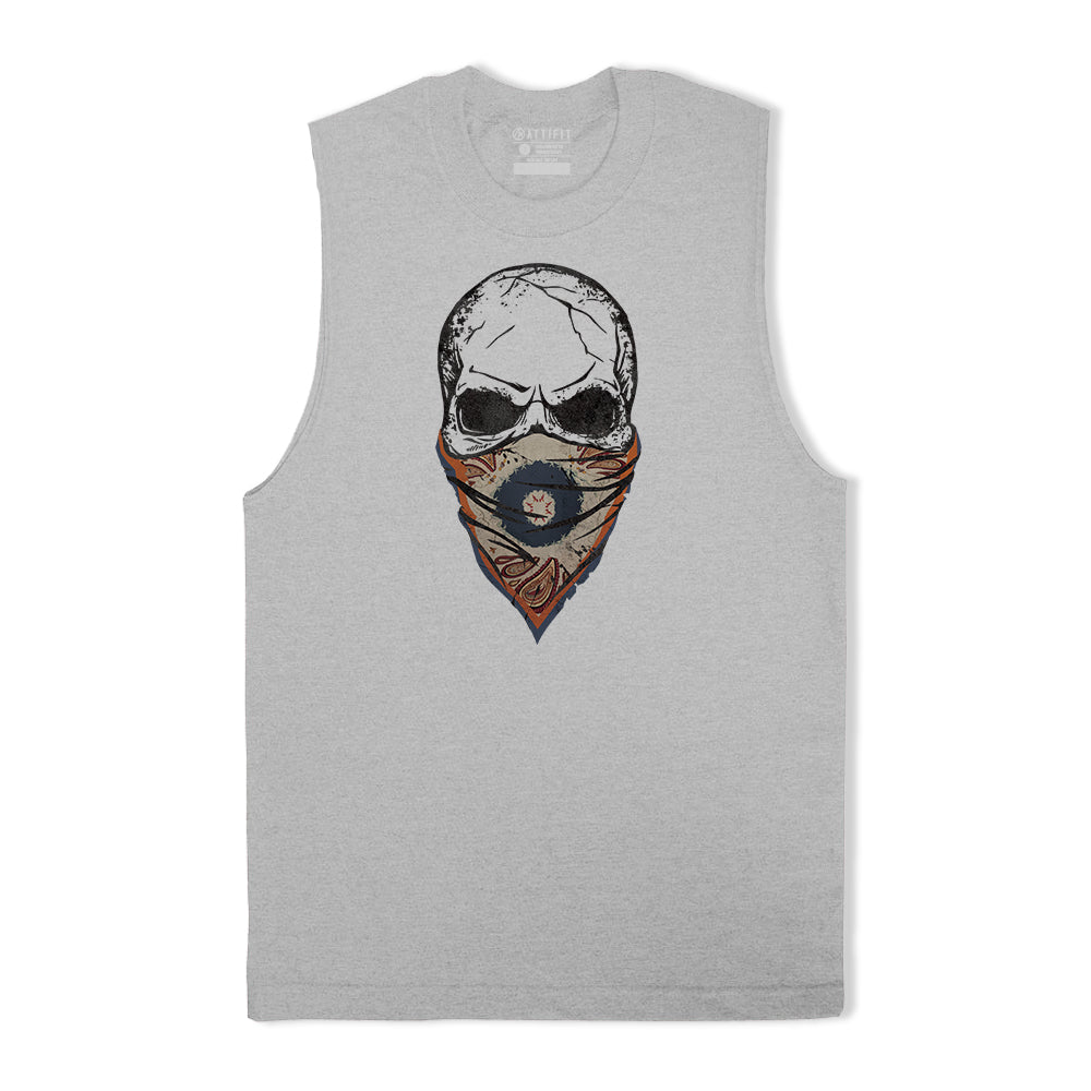 Paisley Skull Face Mask Tank