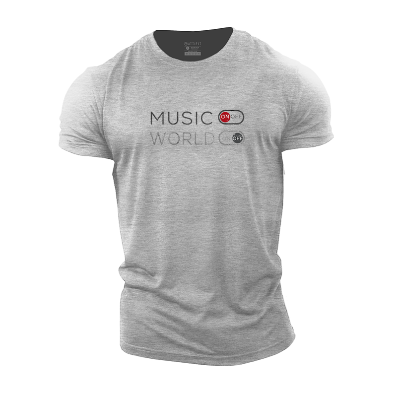 Music on World Off Cotton T-Shirt