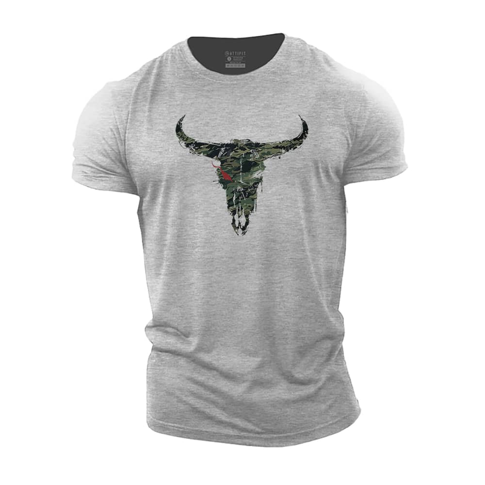 Camouflage Bull Cotton T-Shirt