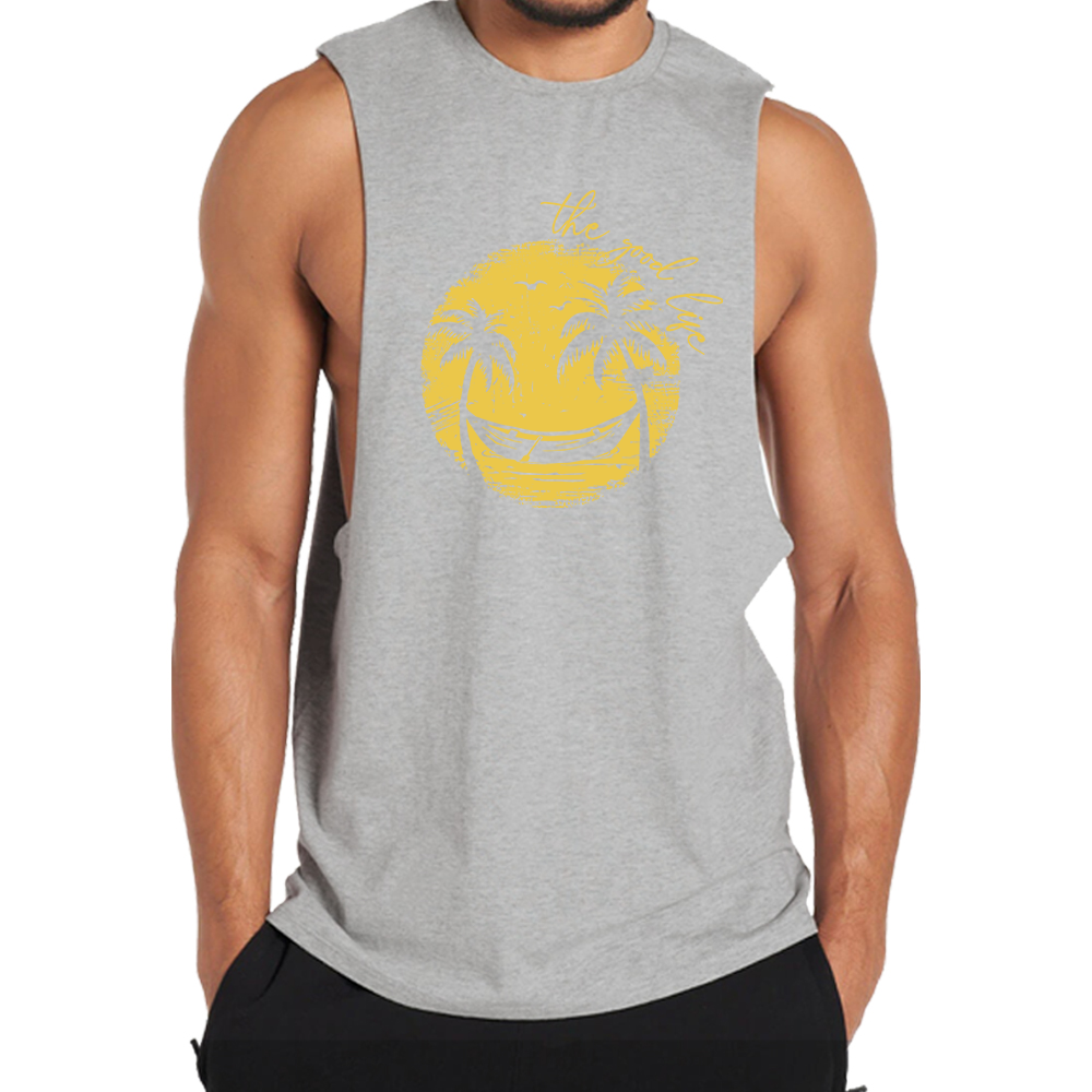 Smiley Palm Tree Graphic Tank Top