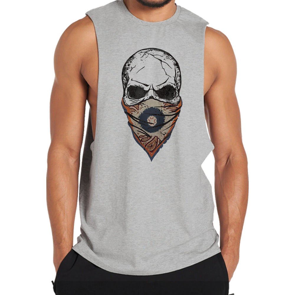 Paisley Skull Face Mask Tank