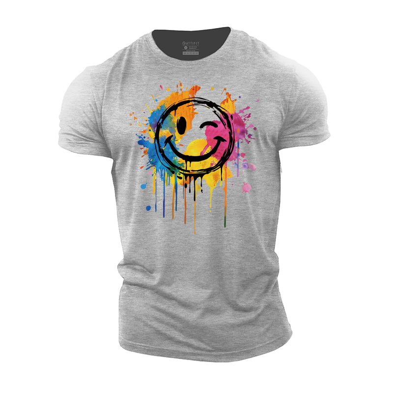 Colorful Smiley Face Cotton T-shirt