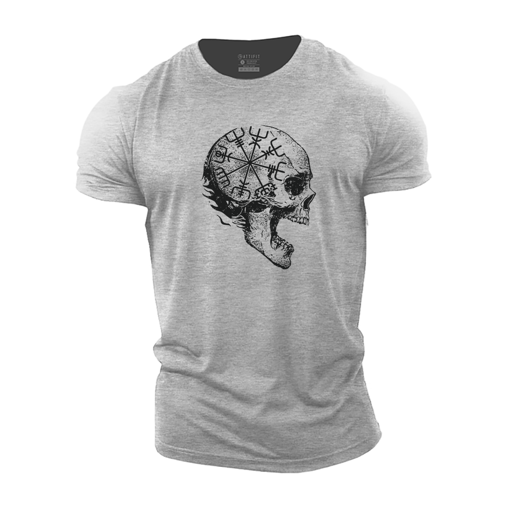 Viking Compass Skull Cotton T-Shirt