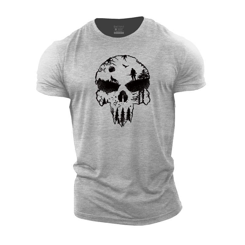 Hunting Silhouette Skull Cotton T-Shirt