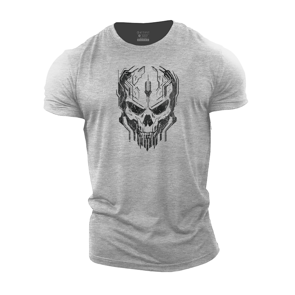 Technological Skull Cotton T-Shirt