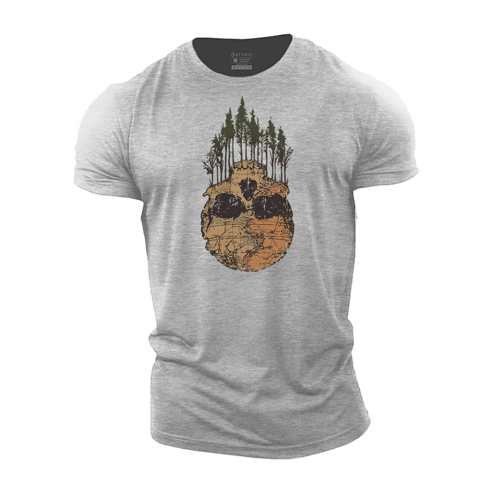 Forest Map Skull Cotton T-Shirt