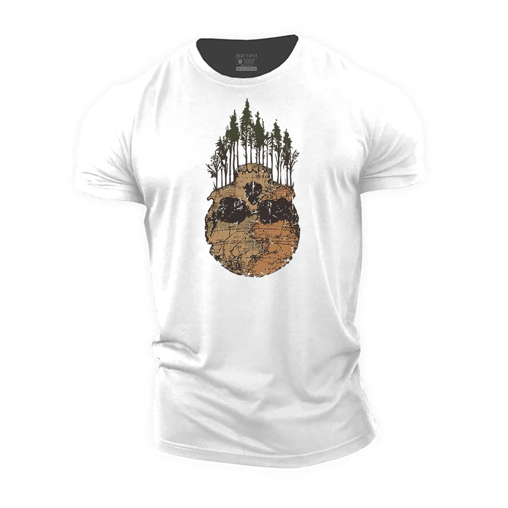 Forest Map Skull Cotton T-Shirt