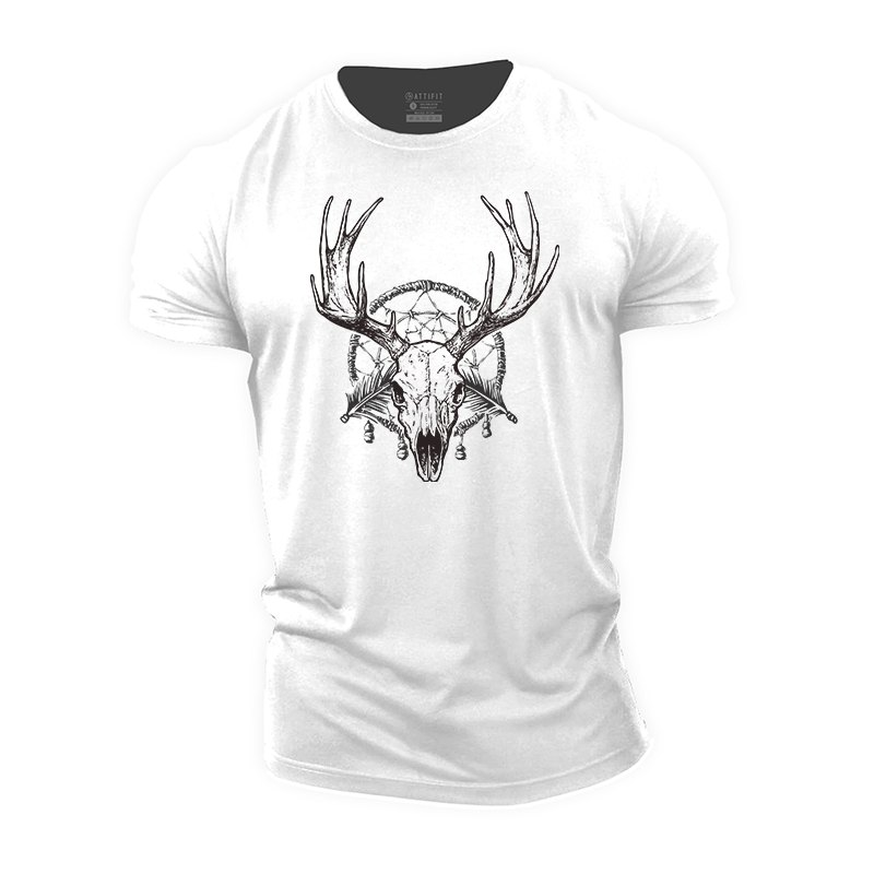 Deer Skull with Dreamcatcher Cotton T-Shirt