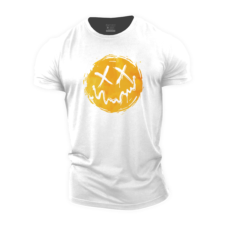 Yellow Funny Smiley Face Cotton T-Shirt