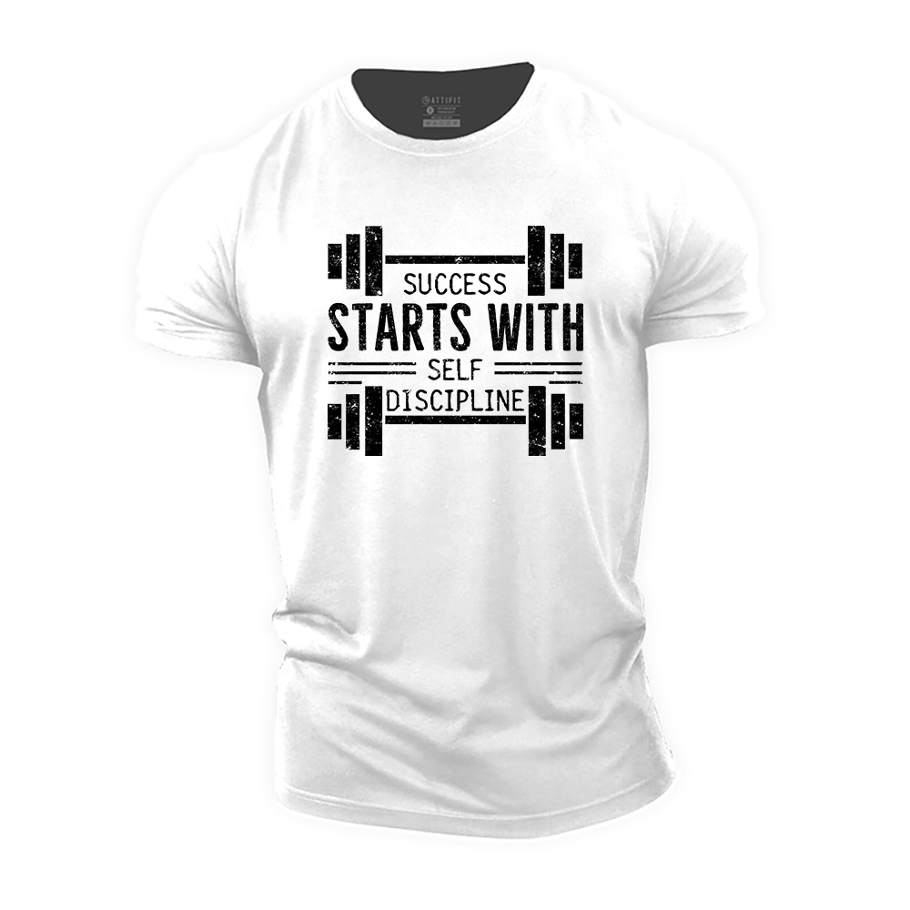 Success Starts with Self-Discipline Cotton T-Shirt