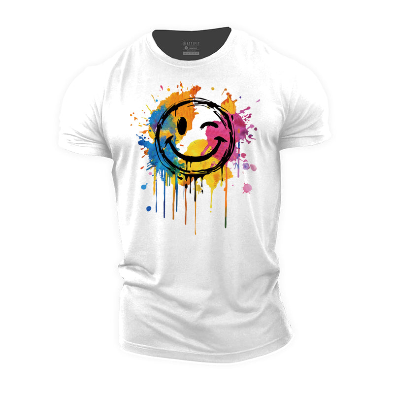 Colorful Smiley Face Cotton T-shirt