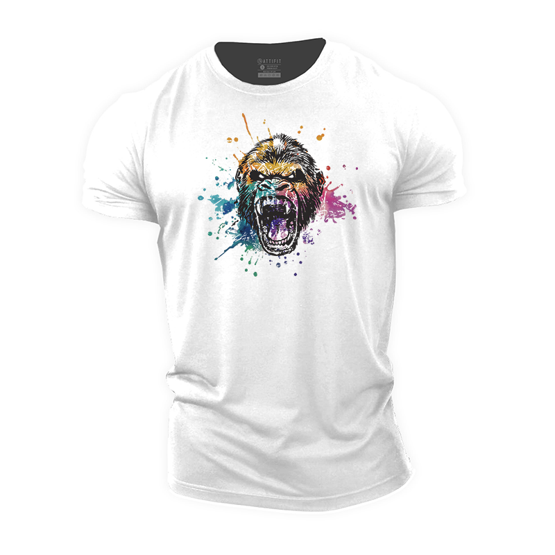 Colorful Ink Splash Gorilla Cotton T-Shirt