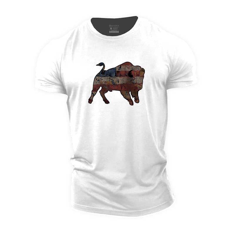 Striped Bison Cotton T-Shirt