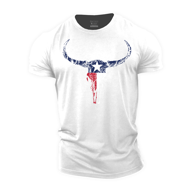 Texas Longhorn Skull Cotton T-Shirt