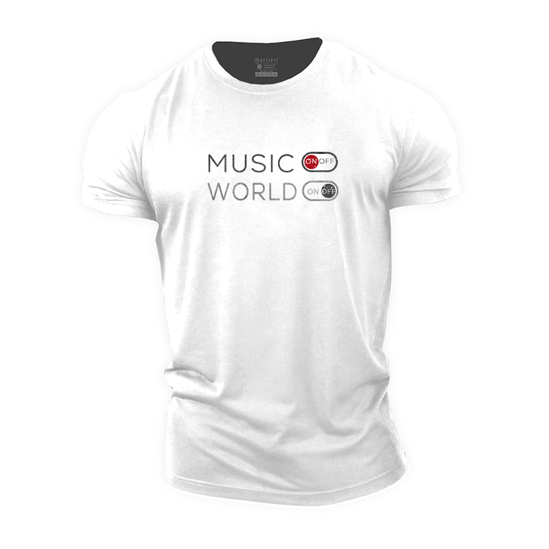 Music on World Off Cotton T-Shirt