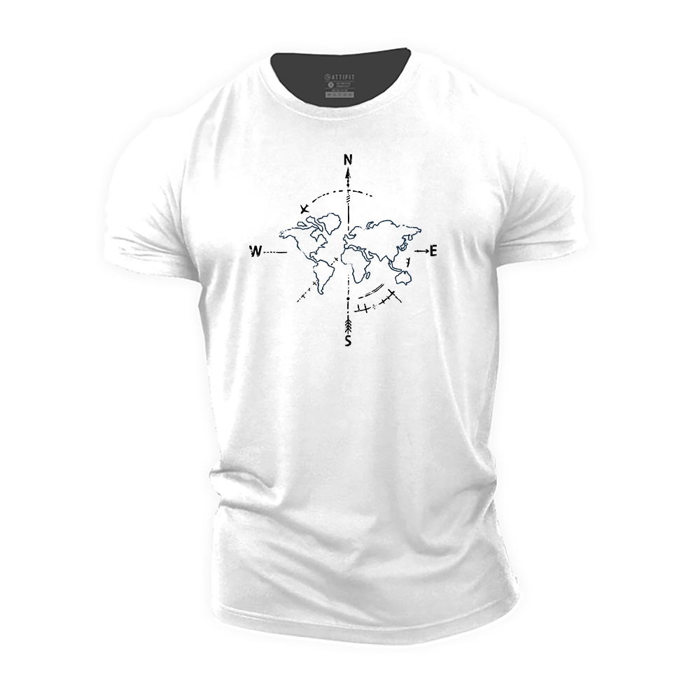 Compass Map Cotton Men's T-Shirt