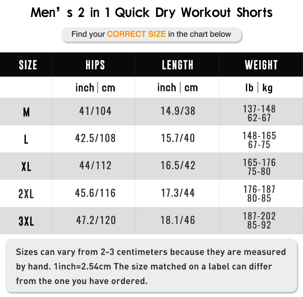 Men’s 2 in 1 Quick Dry Workout Shorts - Apricot