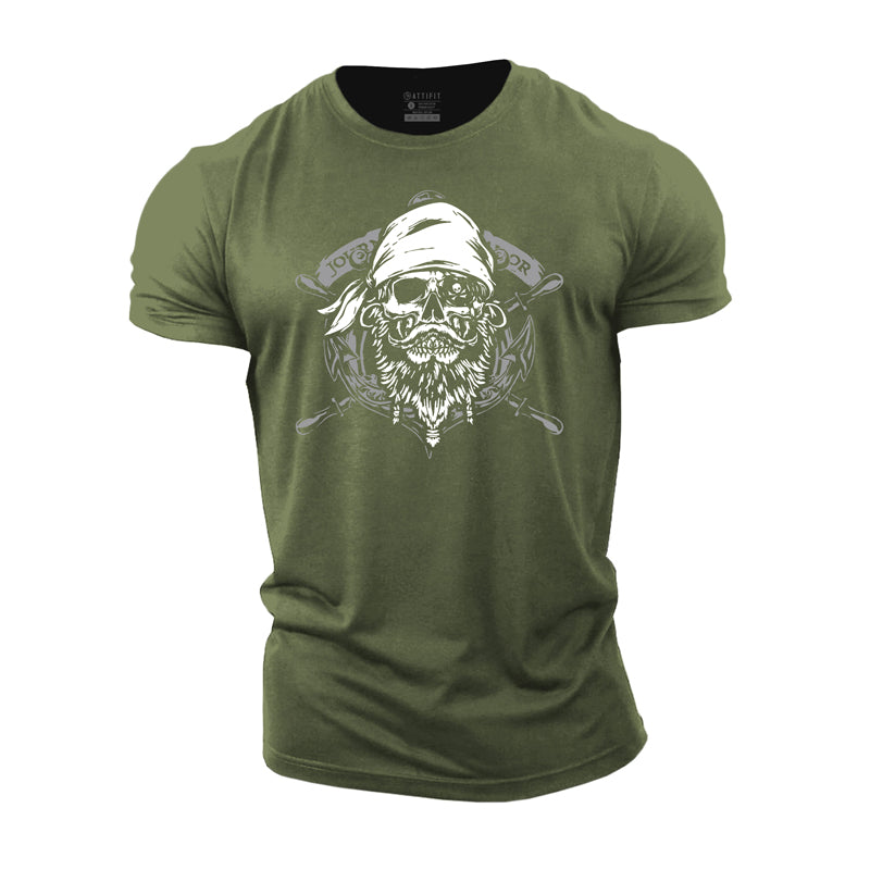 Cotton Pirate Skull Graphic Men's T-shirts