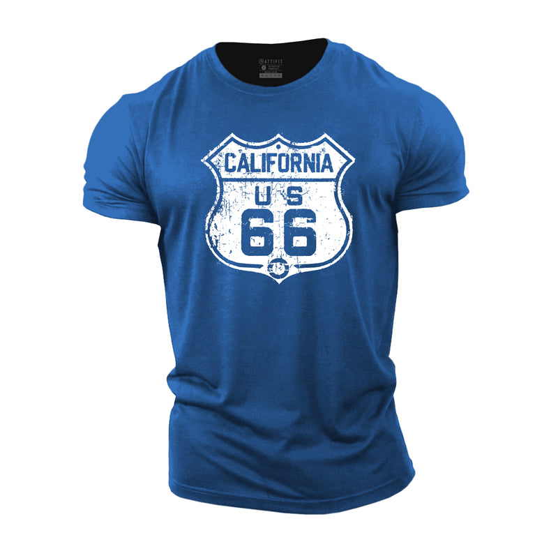 T-shirts en coton California US 66 Graphic pour hommes