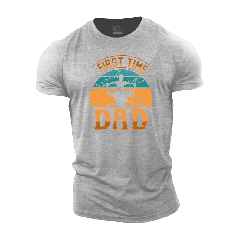 Cotton First Time Dad Graphic Men's T-shirts