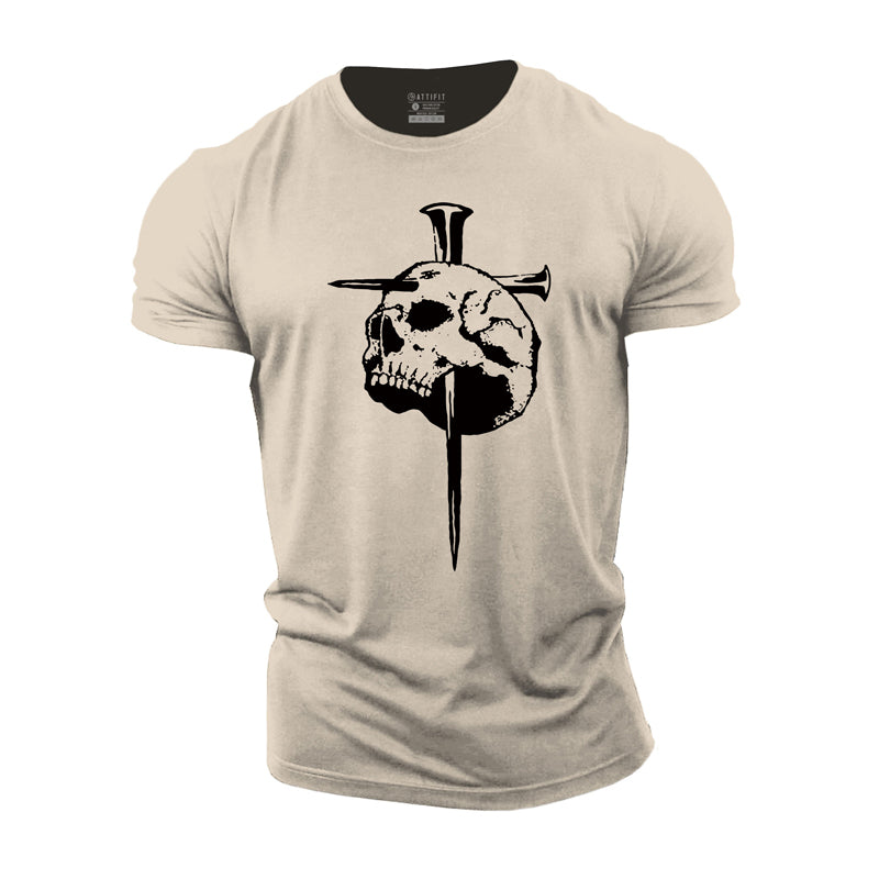 Cotton Skull Cross Graphic Men's T-shirts