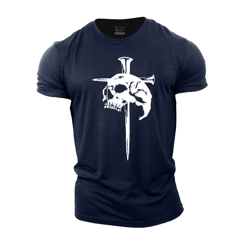 Cotton Skull Cross Graphic Men's T-shirts