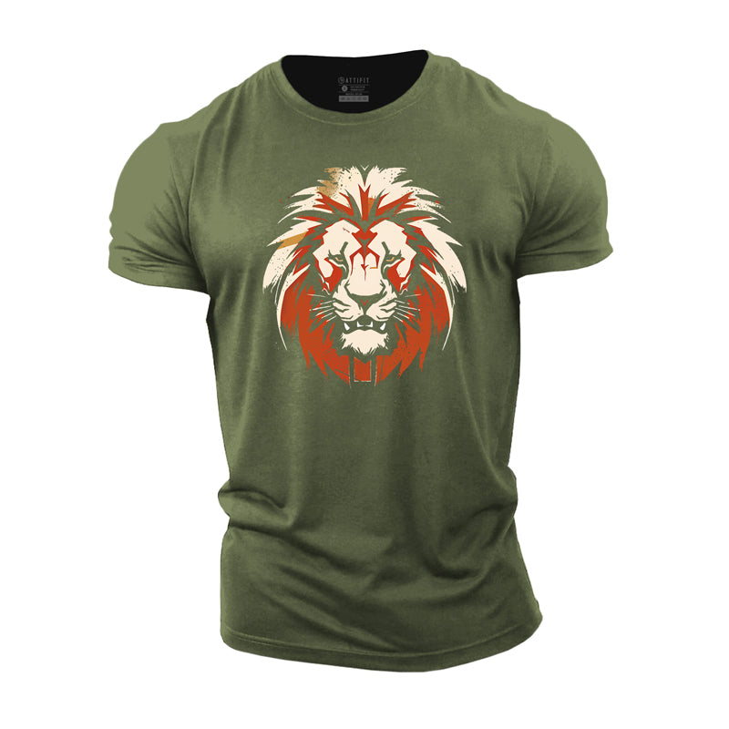 Herren-T-Shirts mit Löwengrafik aus Baumwolle