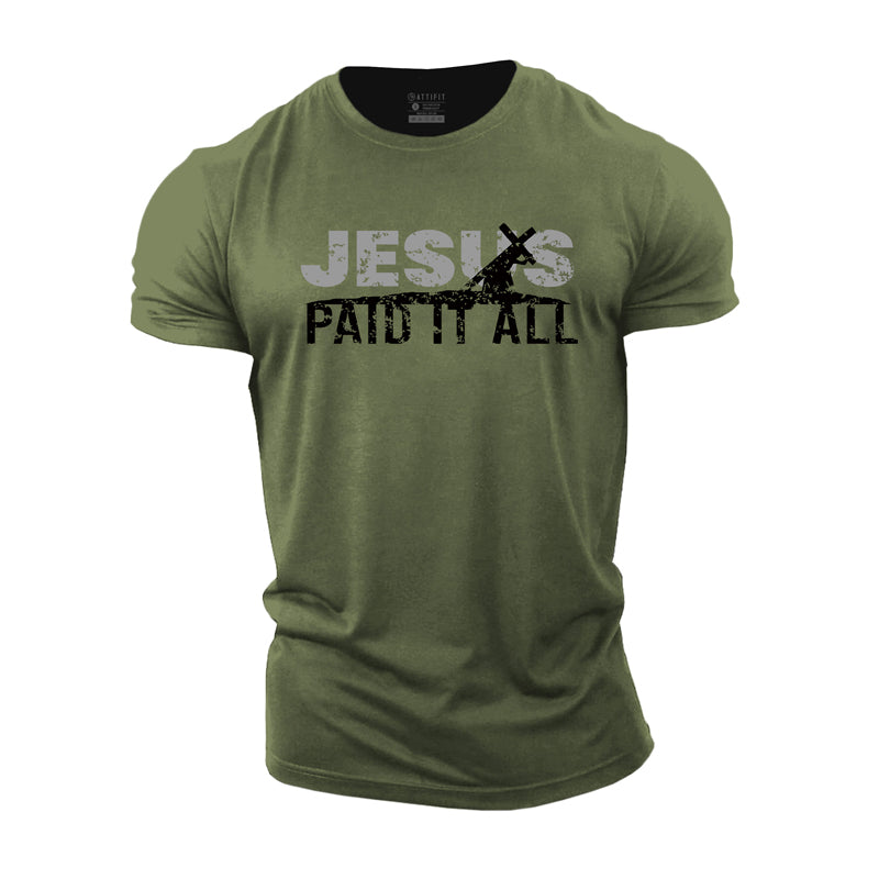 Baumwoll-T-Shirts mit Jesus-Paid-It-All-Grafik für Herren