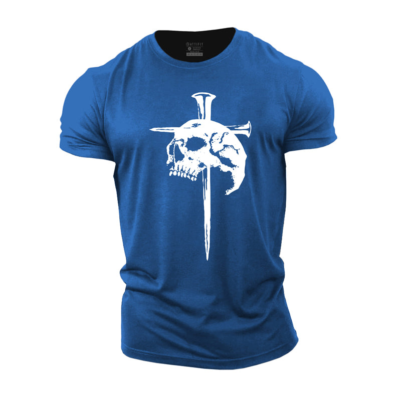 Cotton Skull Cross Graphic Men's T-shirts