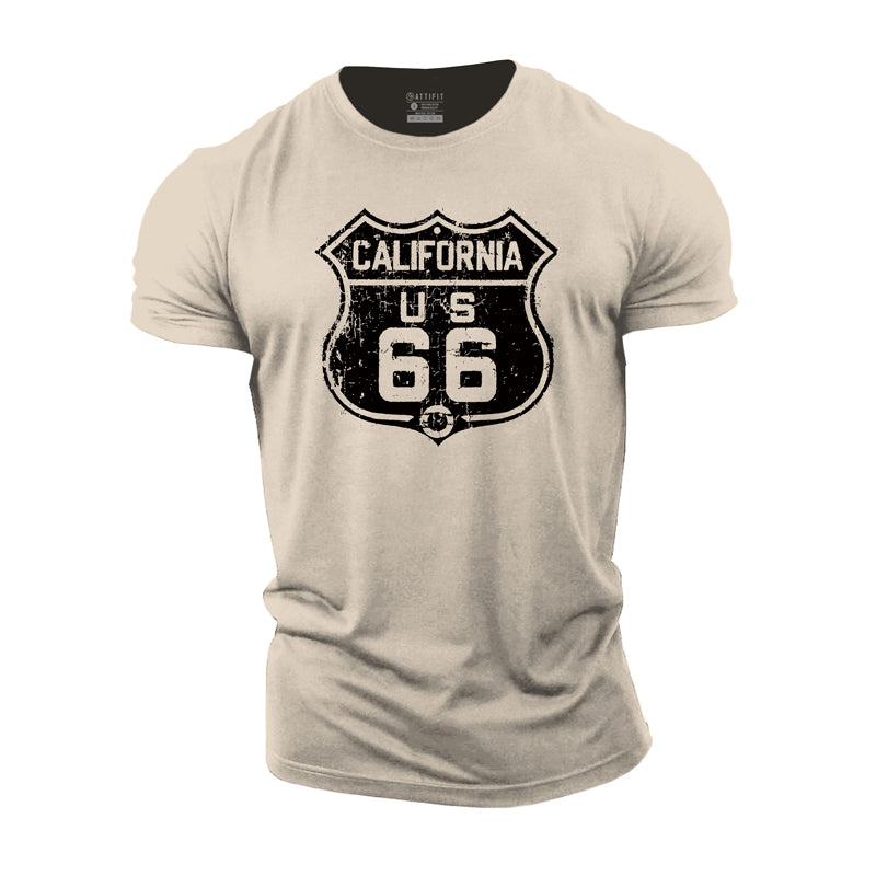 Baumwoll-California-US-66-Grafik-T-Shirts für Herren