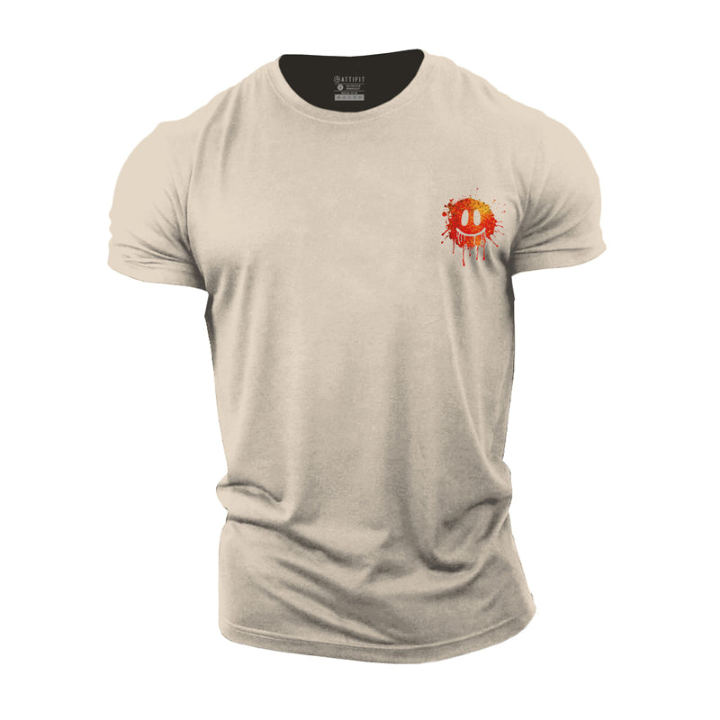 T-shirts en coton à motif Happy Face pour hommes