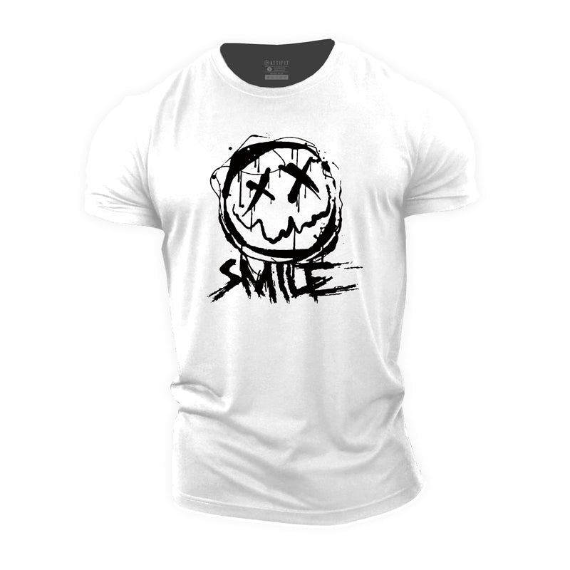 Cotton Smile Graphic Herren-Fitness-T-Shirts