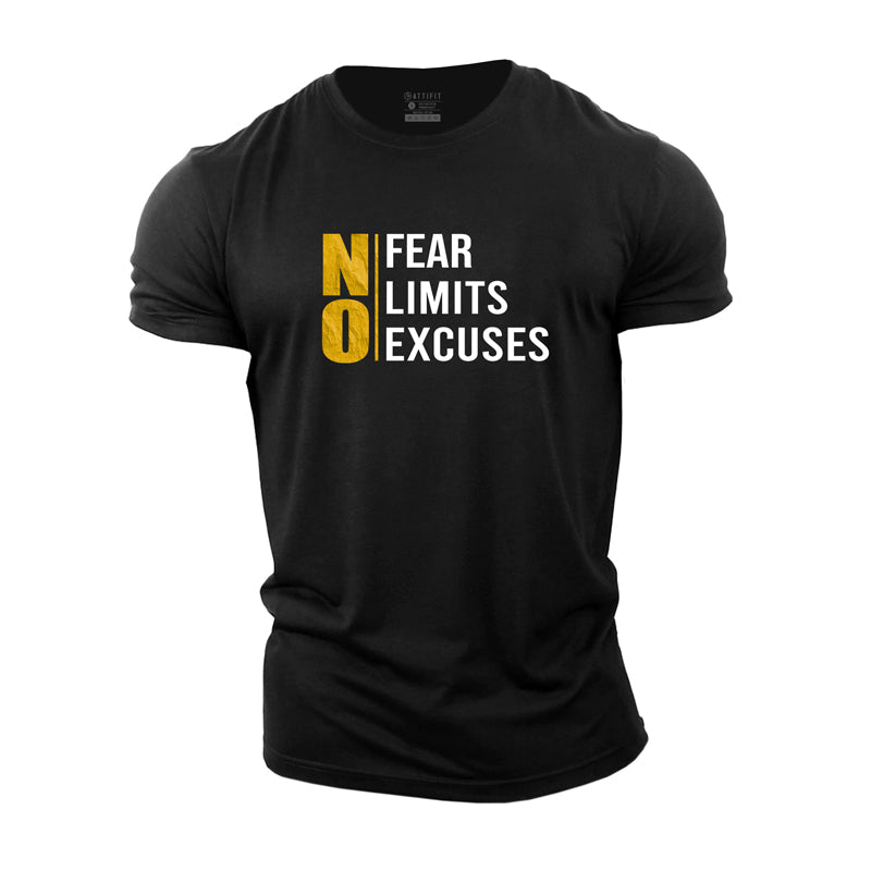 Baumwoll-T-Shirts mit „No Fear Limits Excuses“-Grafik für Herren