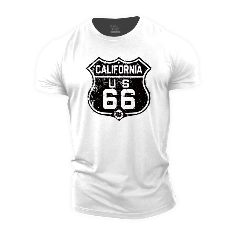 Baumwoll-California-US-66-Grafik-T-Shirts für Herren