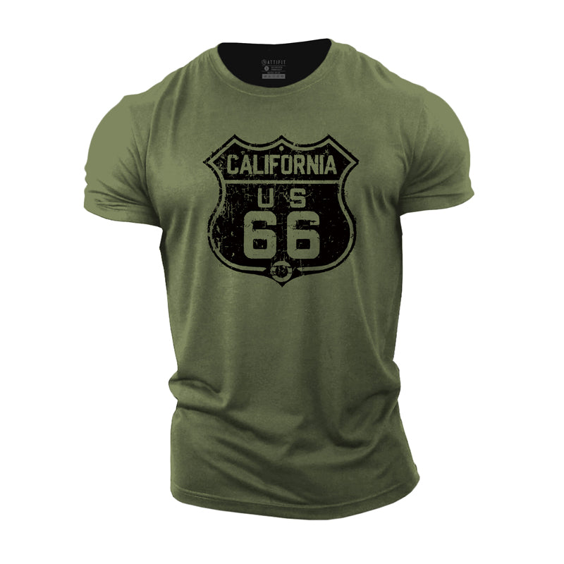 T-shirts en coton California US 66 Graphic pour hommes