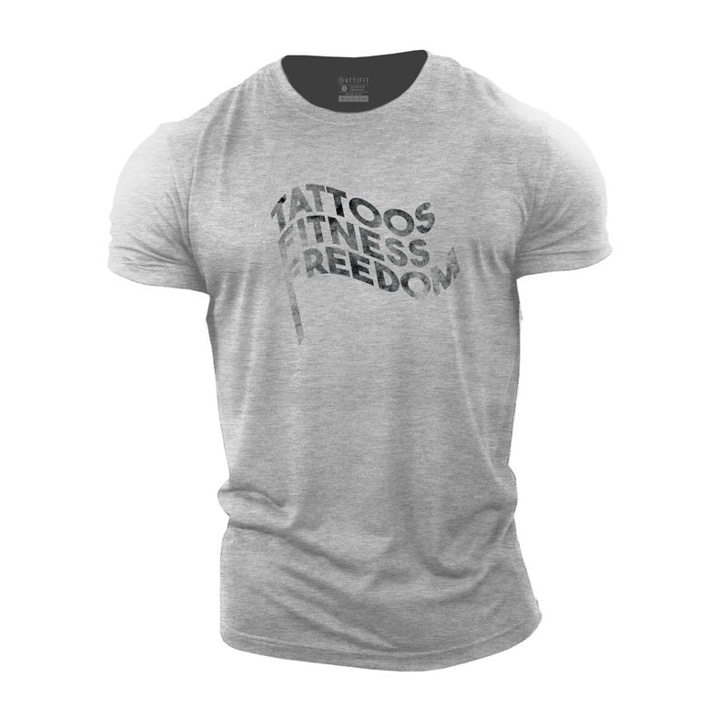 T-shirts pour hommes en coton Tattoos Fitness Freedom Graphic