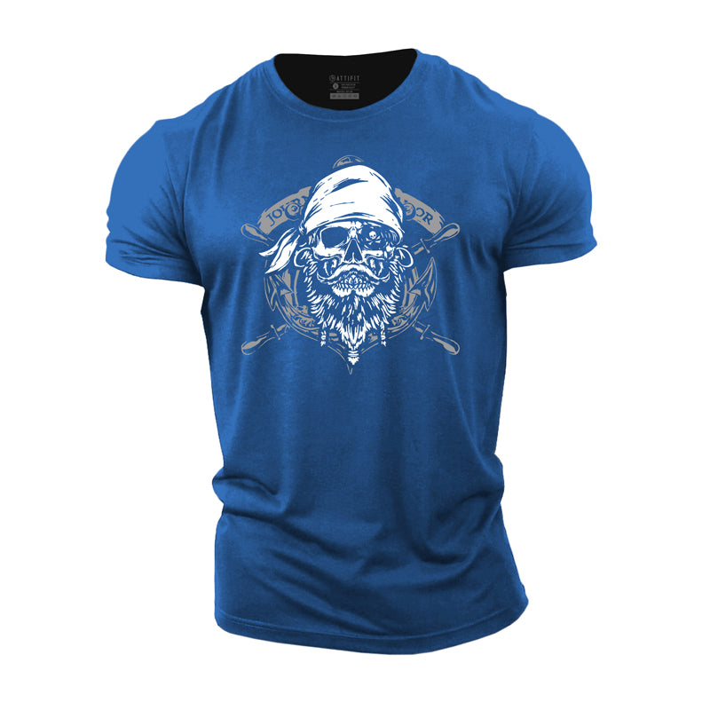 Cotton Pirate Skull Graphic Men's T-shirts