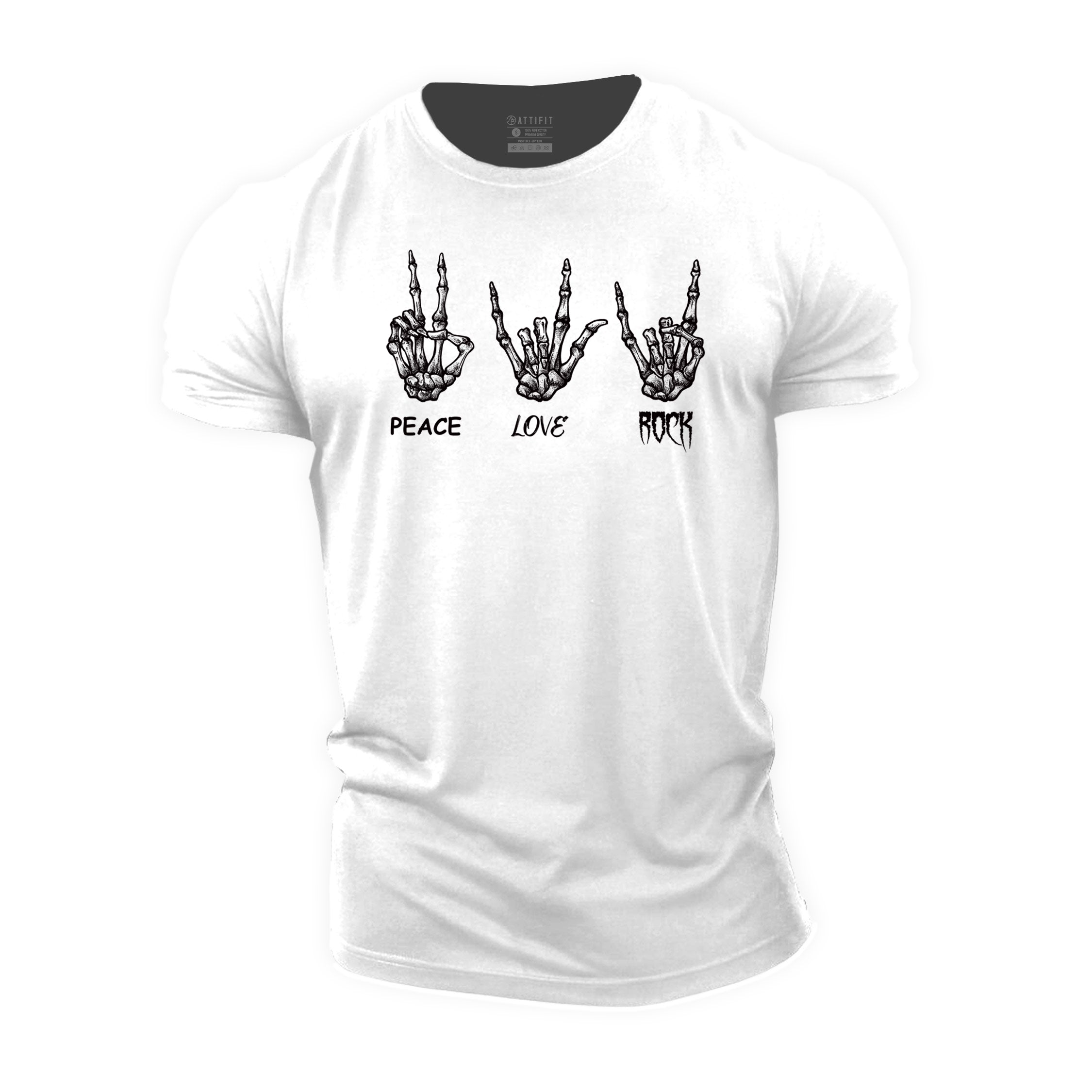 T-shirts en coton Peace Love Rock Graphic pour hommes