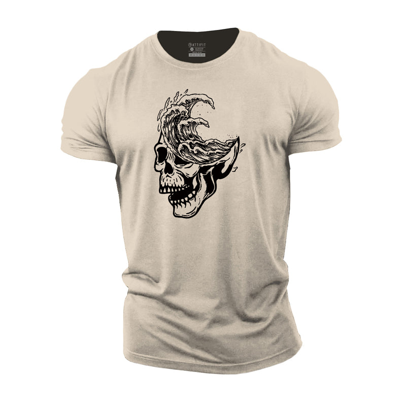 Cotton Skull Sea Graphic Men's T-shirts