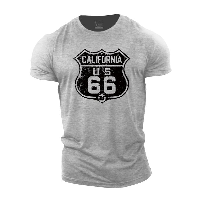 Baumwoll-California-US-66-Grafik-T-Shirts für Herren