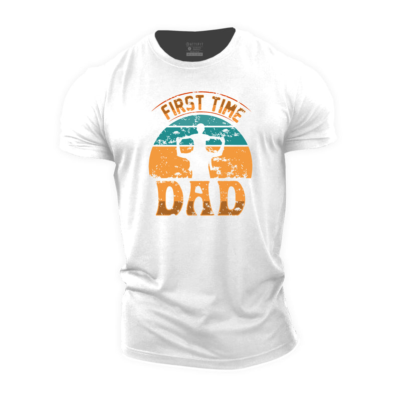 Cotton First Time Dad Graphic Men's T-shirts