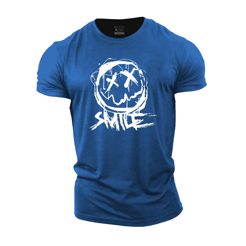 Cotton Smile Graphic Herren-Fitness-T-Shirts