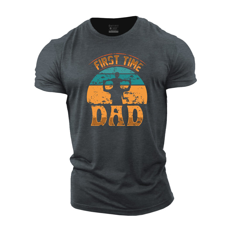 Cotton First Time Dad Graphic Men's T-shirts